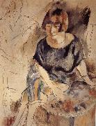 Jules Pascin Lucy and Aiermina are seated on the soft mat oil painting artist